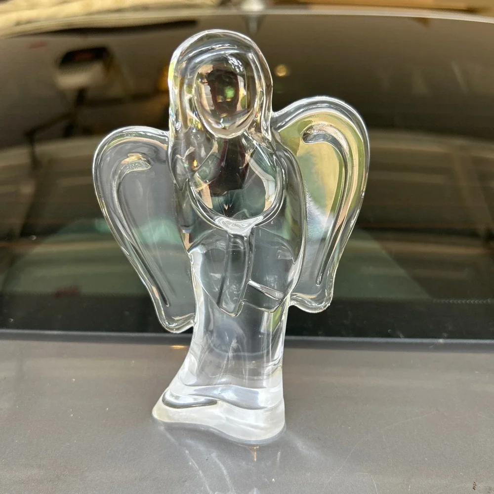 Teleflora Crystal Praying Angel Figurine Clear 24% Lead Bohemian Glass